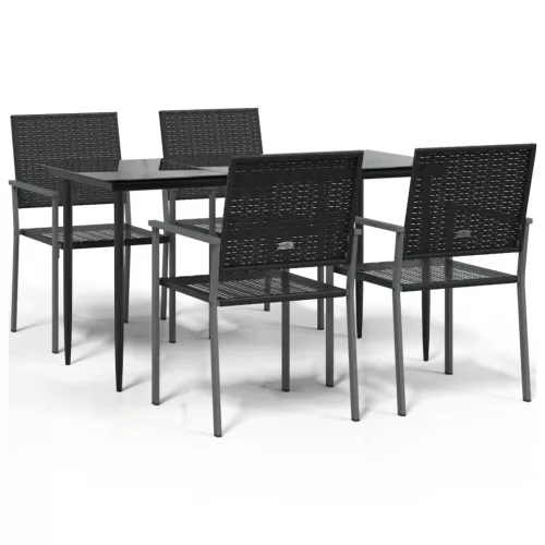  5 részes polyrattan és acél kerti étkezőgarnitúra