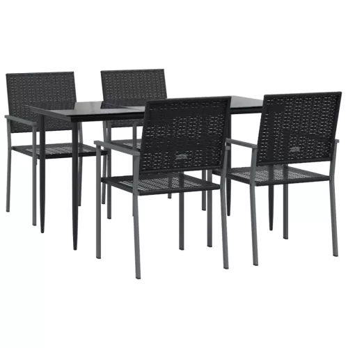  5 részes polyrattan és acél kerti étkezőgarnitúra