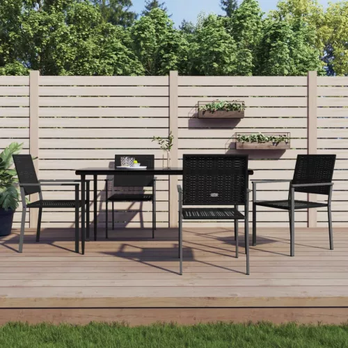  5 részes polyrattan és acél kerti étkezőgarnitúra
