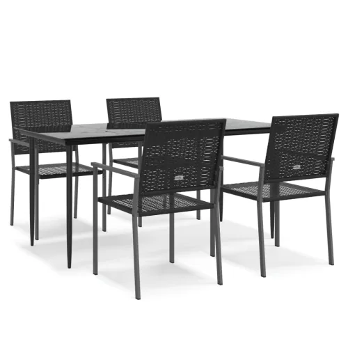  5 részes polyrattan és acél kerti étkezőgarnitúra