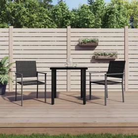  3 részes polyrattan és acél kerti étkezőgarnitúra