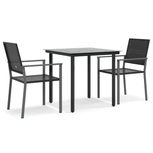  3 részes polyrattan és acél kerti étkezőgarnitúra