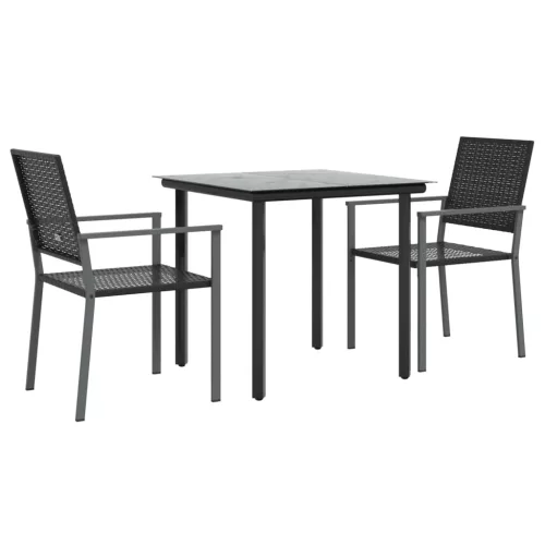  3 részes polyrattan és acél kerti étkezőgarnitúra