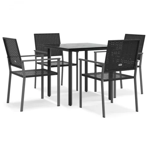  5 részes polyrattan és acél kerti étkezőgarnitúra