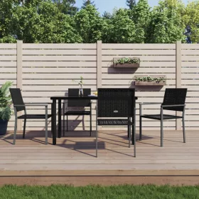  5 részes polyrattan és acél kerti étkezőgarnitúra