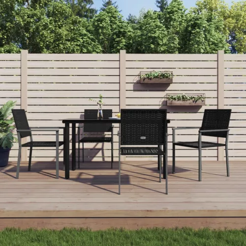  5 részes polyrattan és acél kerti étkezőgarnitúra