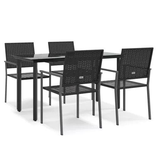  5 részes polyrattan és acél kerti étkezőgarnitúra