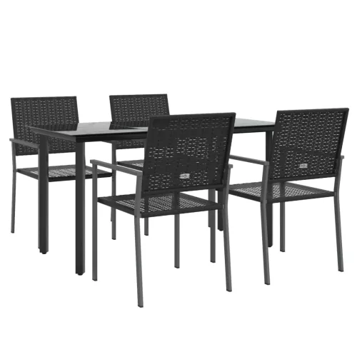  5 részes polyrattan és acél kerti étkezőgarnitúra