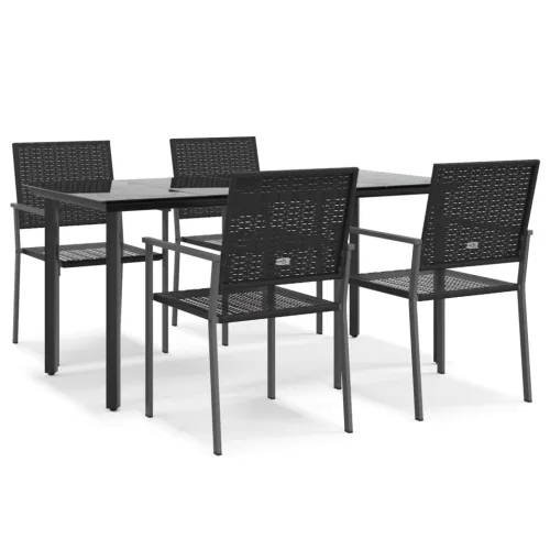  5 részes polyrattan és acél kerti étkezőgarnitúra