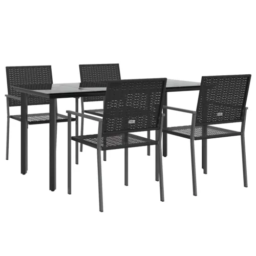 5 részes polyrattan és acél kerti étkezőgarnitúra