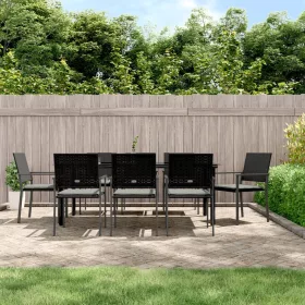    9 részes polyrattan és acél kerti étkezőgarnitúra párnával
