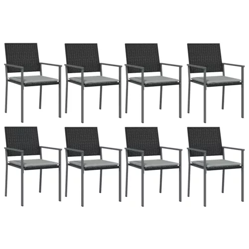  9 részes polyrattan és acél kerti étkezőgarnitúra párnával