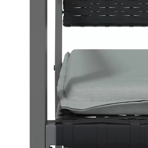  9 részes polyrattan és acél kerti étkezőgarnitúra párnával