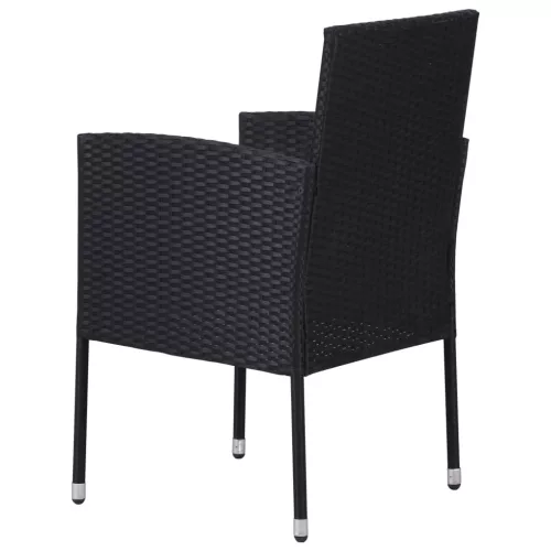  2 db fekete polyrattan kerti szék krémfehér párnákkal