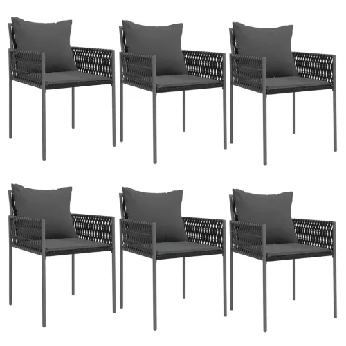  7 részes polyrattan és acél kerti étkezőgarnitúra párnával