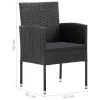  2 db fekete polyrattan kerti szék fekete párnákkal