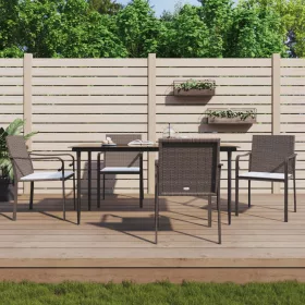  4 db barna polyrattan kerti szék párnával 56x59x84 cm