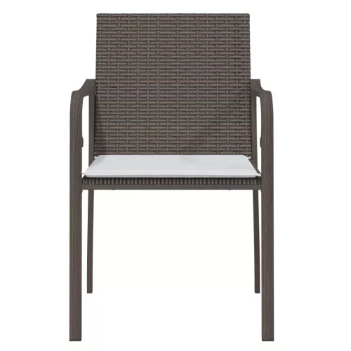  4 db barna polyrattan kerti szék párnával 56x59x84 cm