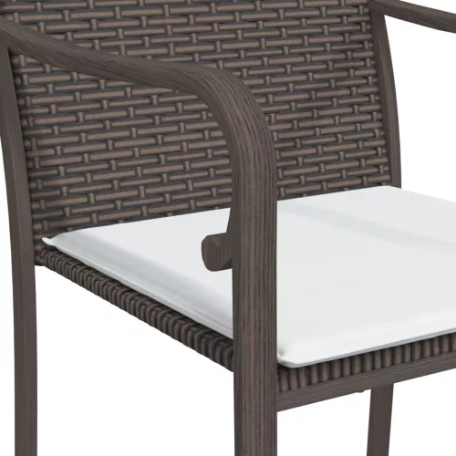  4 db barna polyrattan kerti szék párnával 56x59x84 cm