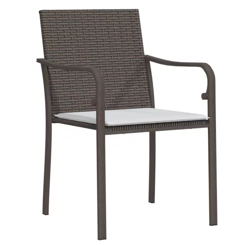  6 db barna polyrattan kerti szék párnával 56x59x84 cm