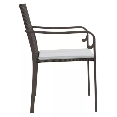  6 db barna polyrattan kerti szék párnával 56x59x84 cm