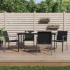 4 db fekete polyrattan kerti szék párnával 56x59x84 cm