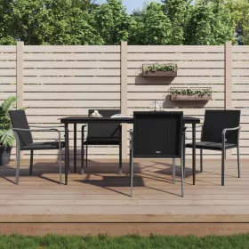  4 db fekete polyrattan kerti szék párnával 56x59x84 cm