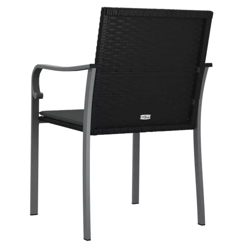  4 db fekete polyrattan kerti szék párnával 56x59x84 cm