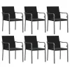  6 db fekete polyrattan kerti szék párnával 56x59x84 cm