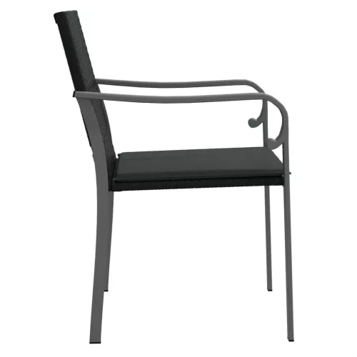  6 db fekete polyrattan kerti szék párnával 56x59x84 cm