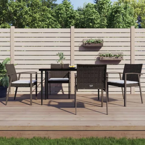  4 db barna polyrattan kerti szék párnával 56,5x57x83 cm