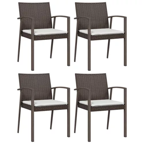  4 db barna polyrattan kerti szék párnával 56,5x57x83 cm