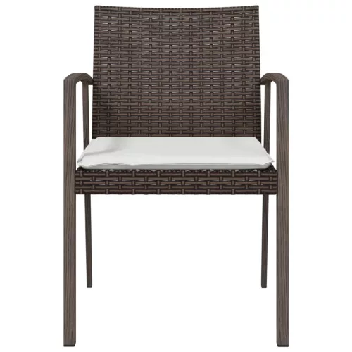  4 db barna polyrattan kerti szék párnával 56,5x57x83 cm