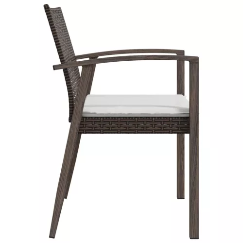  4 db barna polyrattan kerti szék párnával 56,5x57x83 cm
