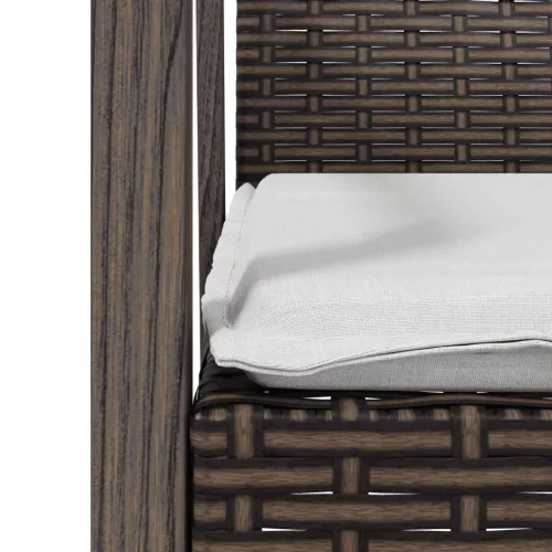  4 db barna polyrattan kerti szék párnával 56,5x57x83 cm