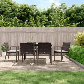  6 db barna polyrattan kerti szék párnával 56,5x57x83 cm