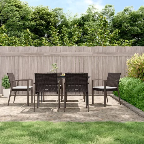  6 db barna polyrattan kerti szék párnával 56,5x57x83 cm