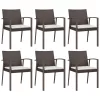  6 db barna polyrattan kerti szék párnával 56,5x57x83 cm