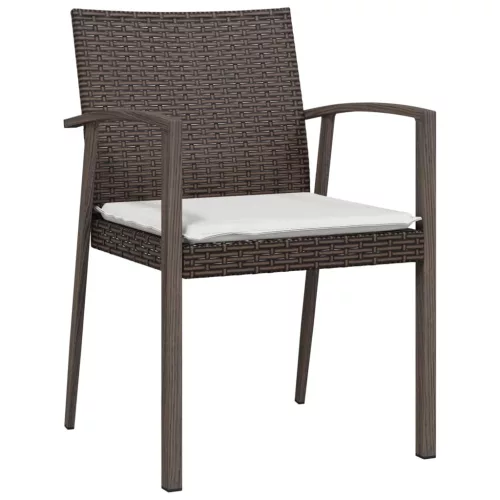  6 db barna polyrattan kerti szék párnával 56,5x57x83 cm
