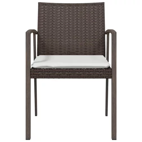  6 db barna polyrattan kerti szék párnával 56,5x57x83 cm