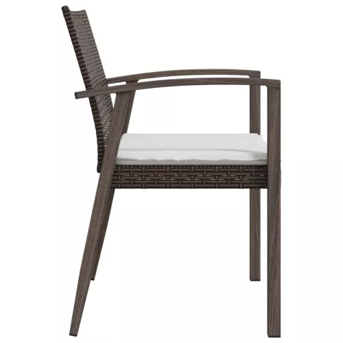  6 db barna polyrattan kerti szék párnával 56,5x57x83 cm