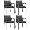  4 db fekete polyrattan kerti szék párnával 56,5x57x83 cm