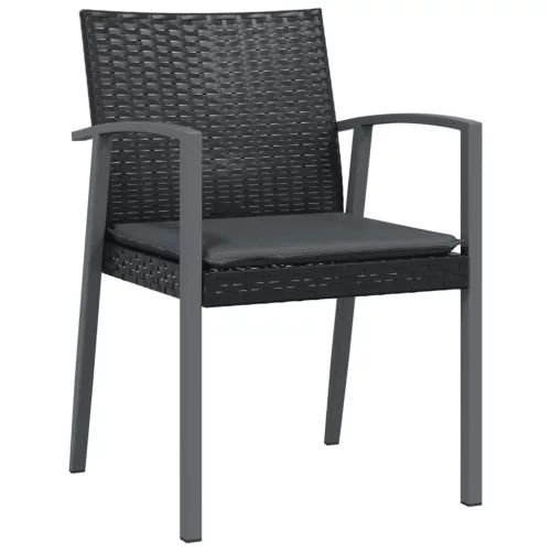  4 db fekete polyrattan kerti szék párnával 56,5x57x83 cm