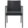  4 db fekete polyrattan kerti szék párnával 56,5x57x83 cm