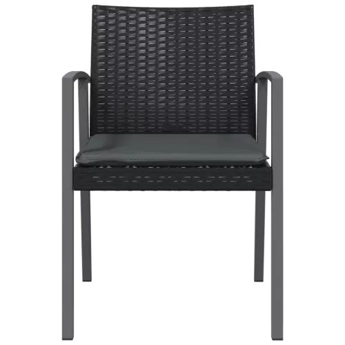  4 db fekete polyrattan kerti szék párnával 56,5x57x83 cm