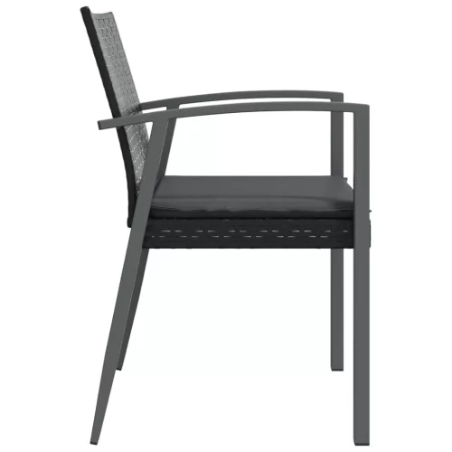  4 db fekete polyrattan kerti szék párnával 56,5x57x83 cm