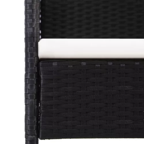  4 db fekete polyrattan kerti szék krémfehér párnákkal