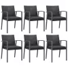  6 db fekete polyrattan kerti szék párnával 56,5x57x83 cm