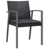  6 db fekete polyrattan kerti szék párnával 56,5x57x83 cm