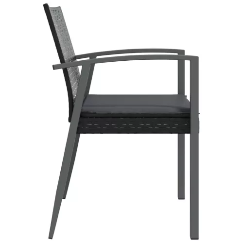  6 db fekete polyrattan kerti szék párnával 56,5x57x83 cm